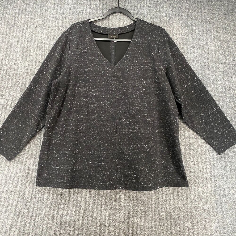 J Jill Wearever Petite Sweater Womens PXL Black V-Neck Pullover Minimal Casual